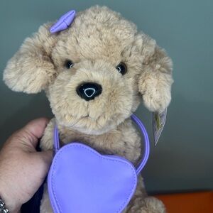 FAO Schwarz Plush Dog  with Purple Heart bag
